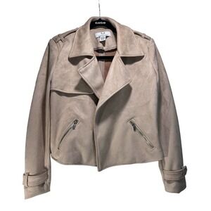 Magaschoni Faux Pink -salmon Suede Moto‎ Style Women’s Jacket Size S
